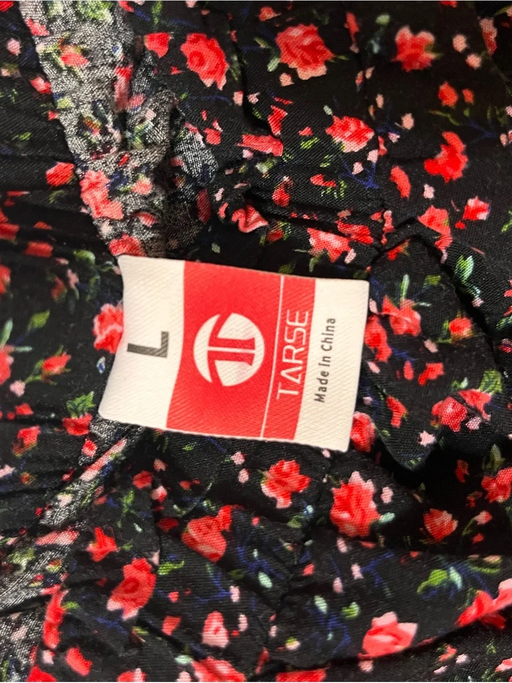 Black Floral Ruffle Skort For Women with Red Rose Print